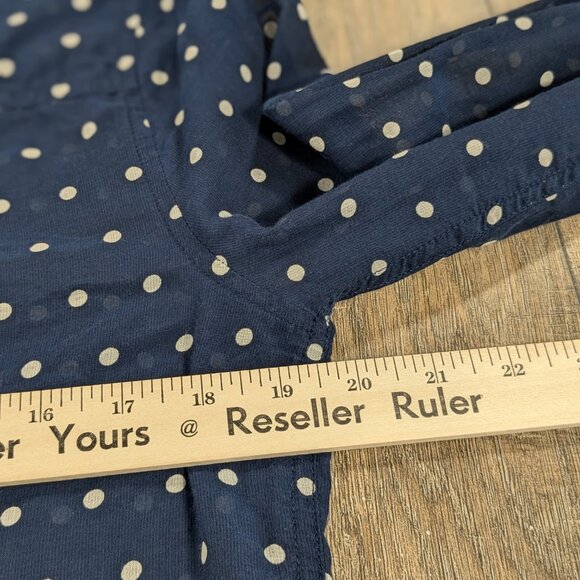 J Crew Button Up Top Womens Medium 8 Blue Polka Dot Sheer Cotton Silk Blend - Picture 7 of 10
